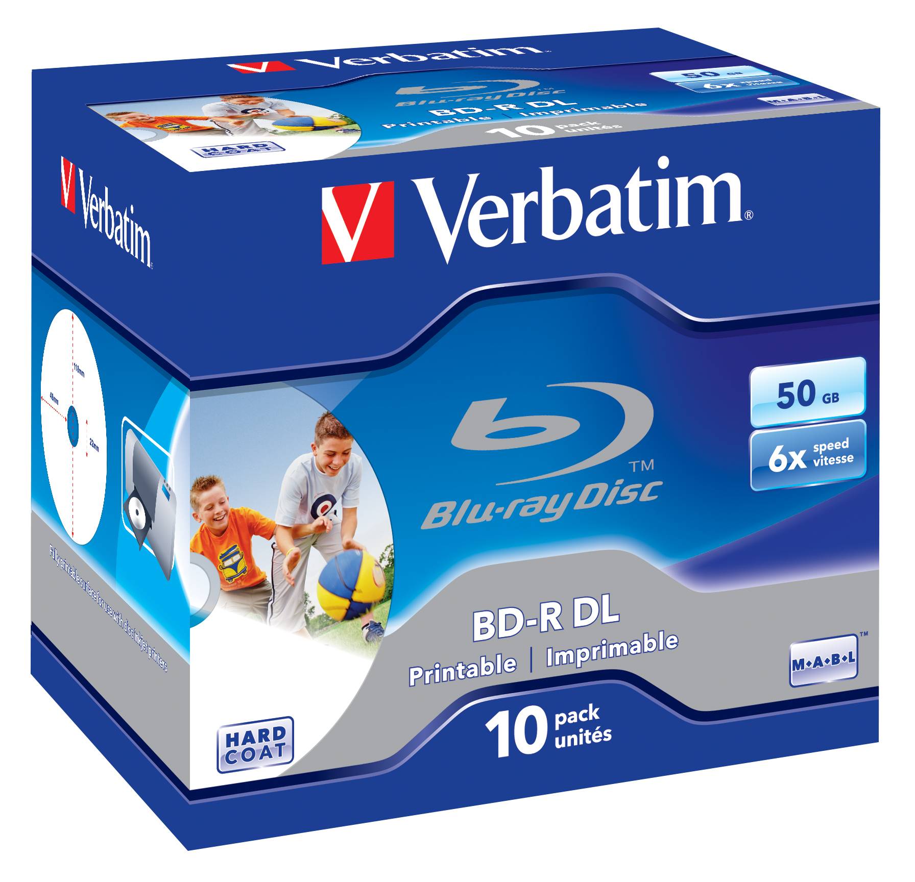 Verbatim - 10 x BD-R DL - 50 GB 6x - mit Tintenstrahldrucker bedruckbare Oberfläche - Jewel Case (Schachtel)