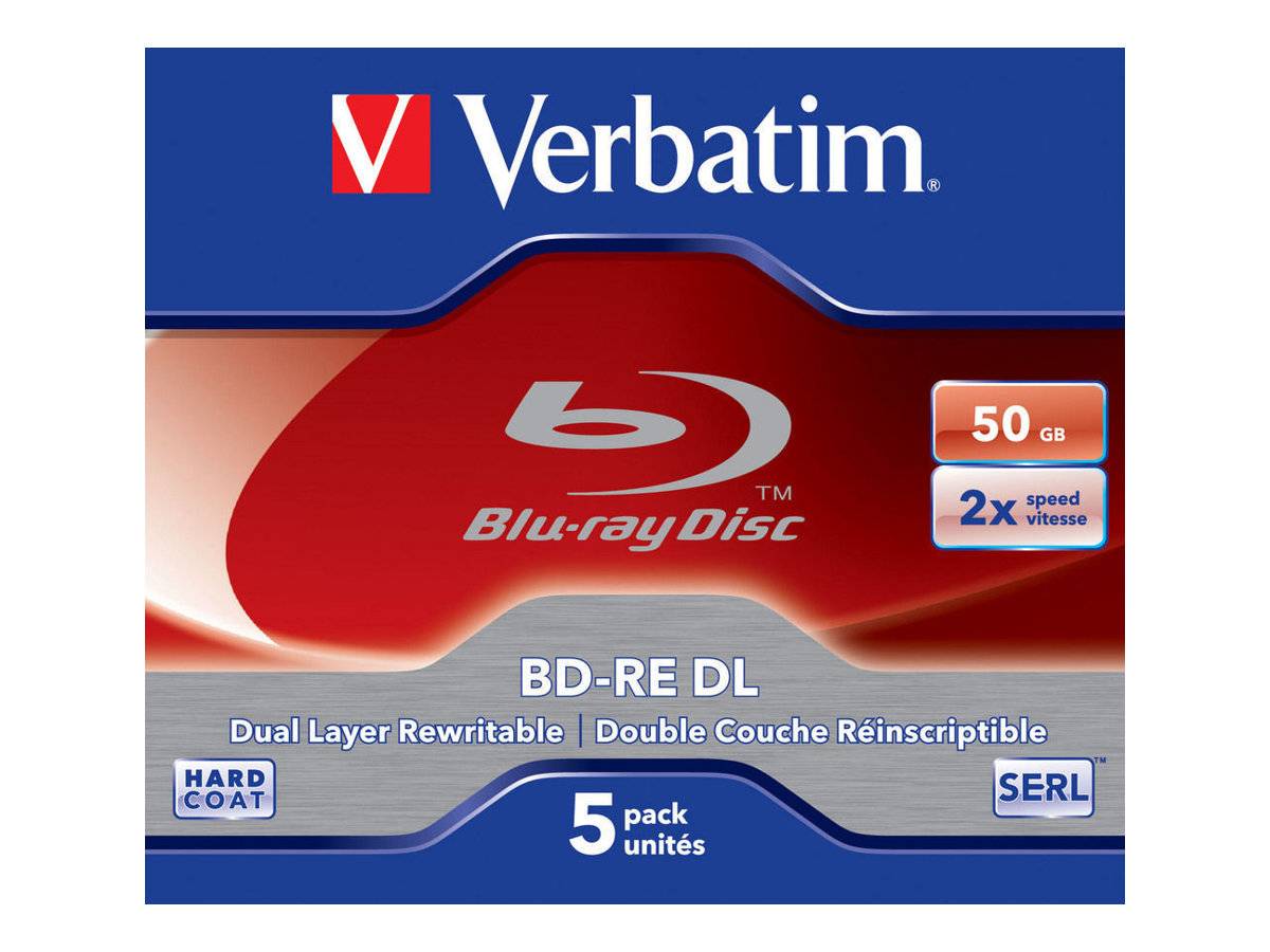 Verbatim - 5 x BD-RE DL - 50 GB 2x - Jewel Case (Schachtel)