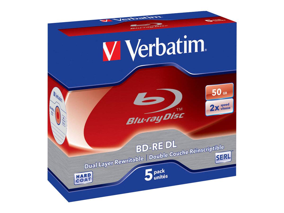 Verbatim - 5 x BD-RE DL - 50 GB 2x - Jewel Case (Schachtel)