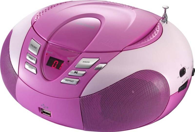 4 Stück LENCO UKW-Radio m.CD tragbar SCD-37 USB pink