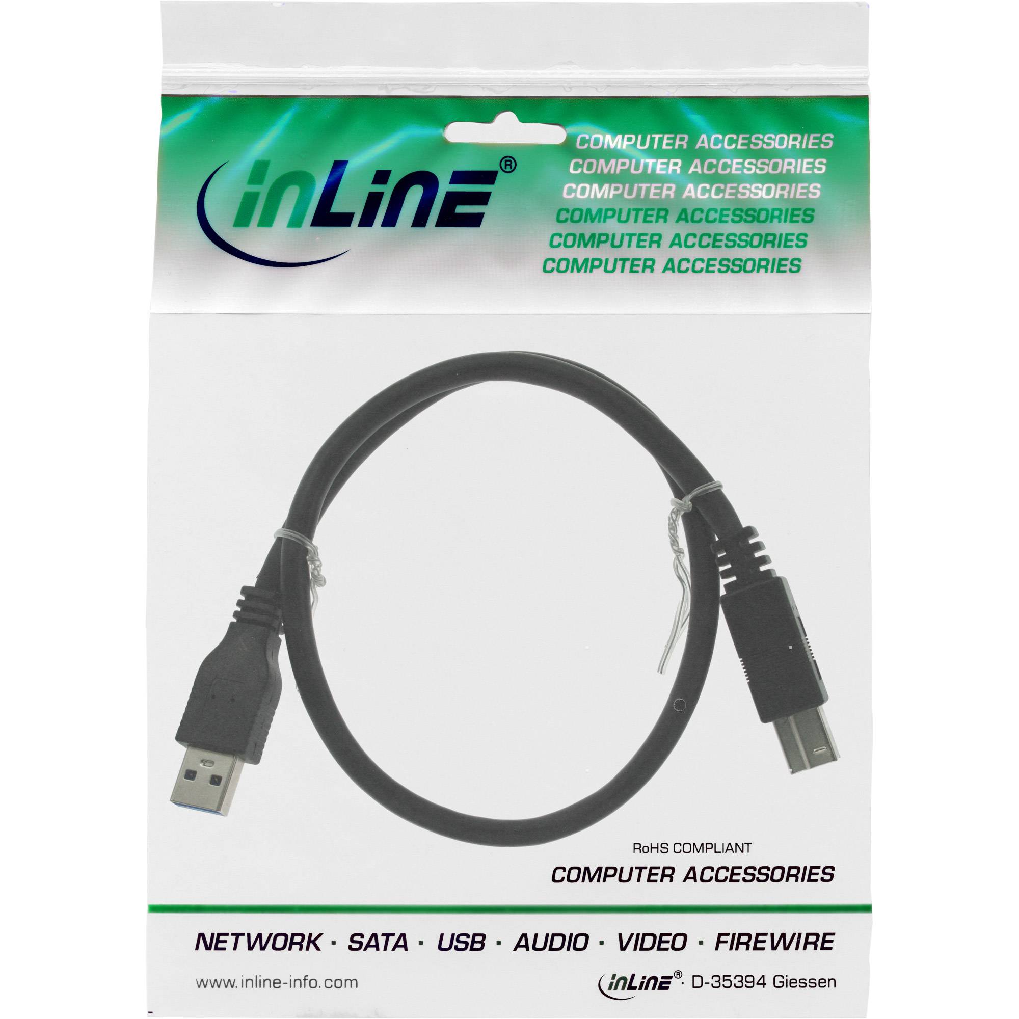 INLINE - USB 3.2 Gen.1 Kabel - A an B - schwarz - 2m