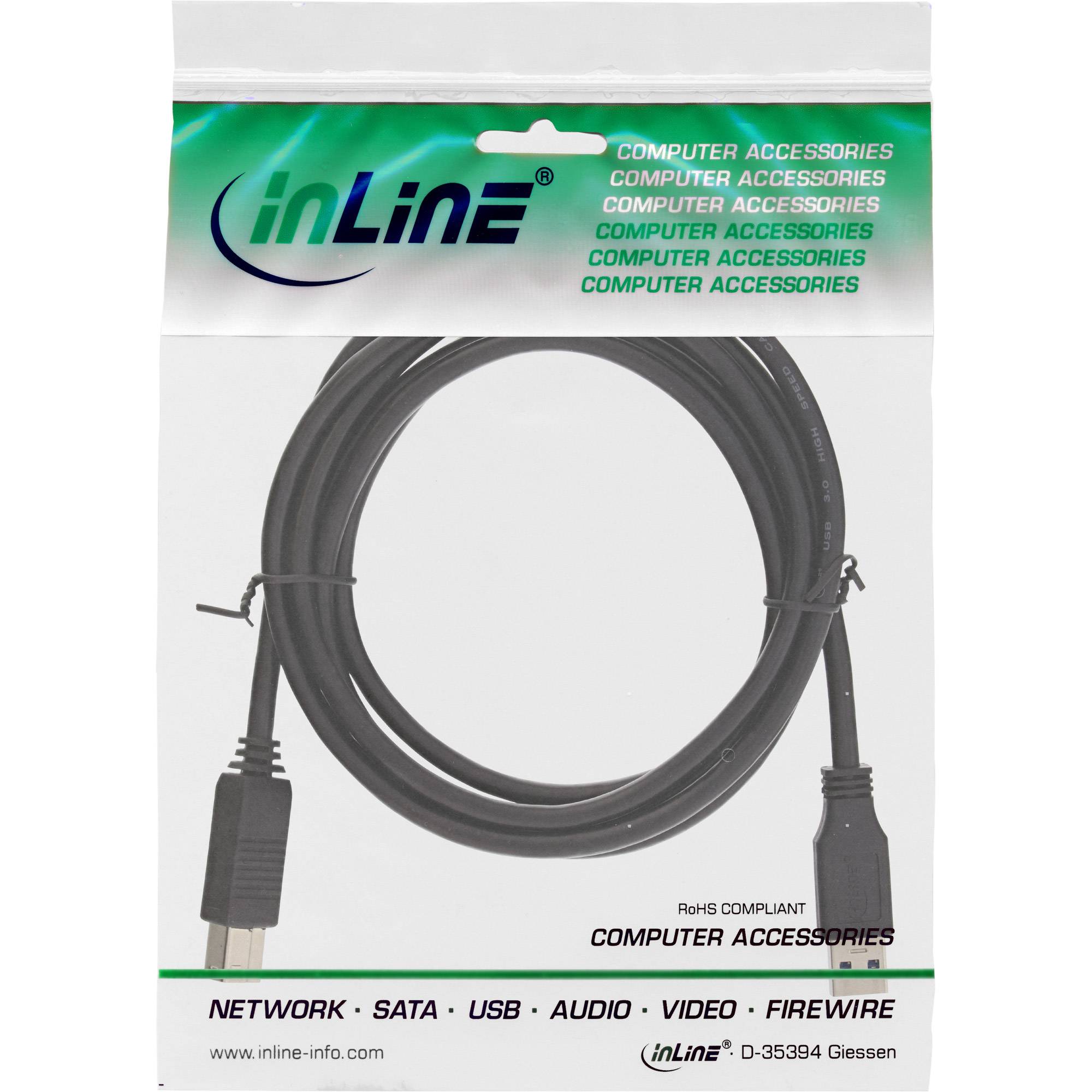 INLINE - USB 3.2 Gen.1 Kabel - A an B - schwarz - 2m