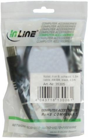 INLINE - USB 3.2 Gen.1 Kabel - A an B - schwarz - 2m
