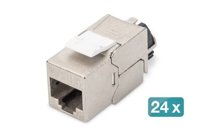 DIGITUS - CAT 6A Keystone Modul, geschirmt mit intelligentem Kabelmanager, Set (24 Stück)