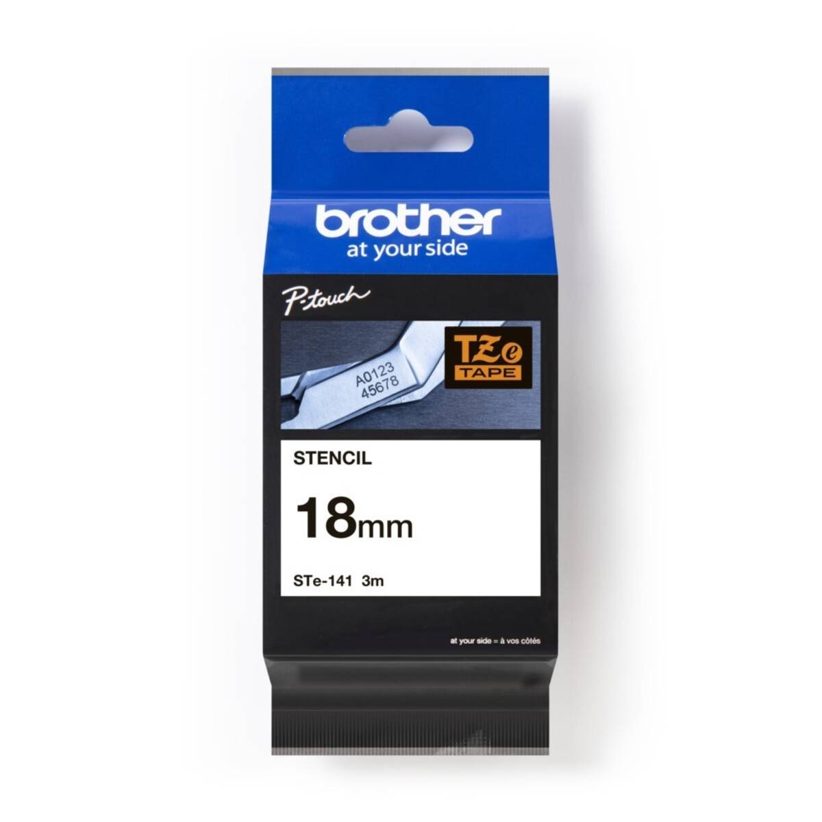 Brother P-touch TZe-Bandkassette mit der Bezeichnung „STENCIL