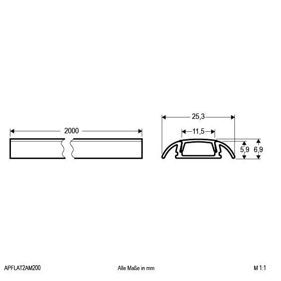 EVN Lichttechnik Alu-Profil APFLAT2AM200