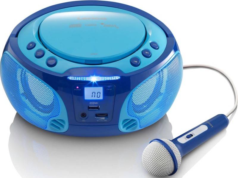4 Stück LENCO UKW-Radio CD/MP3 tragbar SCD-650 blue