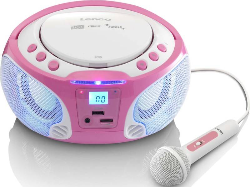 4 Stück LENCO UKW-Radio CD/MP3 tragbar SCD-650 pink