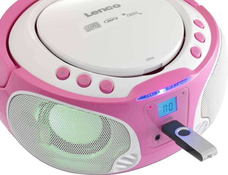 4 Stück LENCO UKW-Radio CD/MP3 tragbar SCD-650 pink
