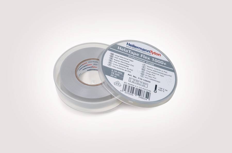 HellermannTyton Premium PVC-Isolierband FLEX1000+19x20 GY