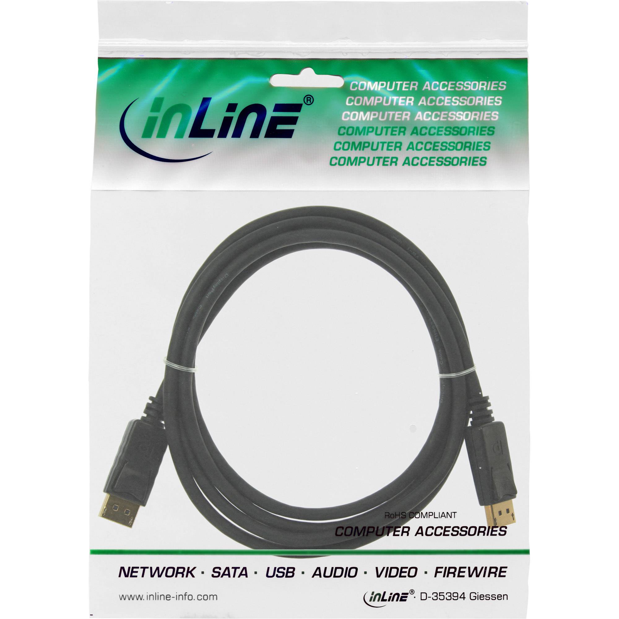 INLINE - DisplayPort Kabel - schwarz - vergoldete Kontakte - 3m