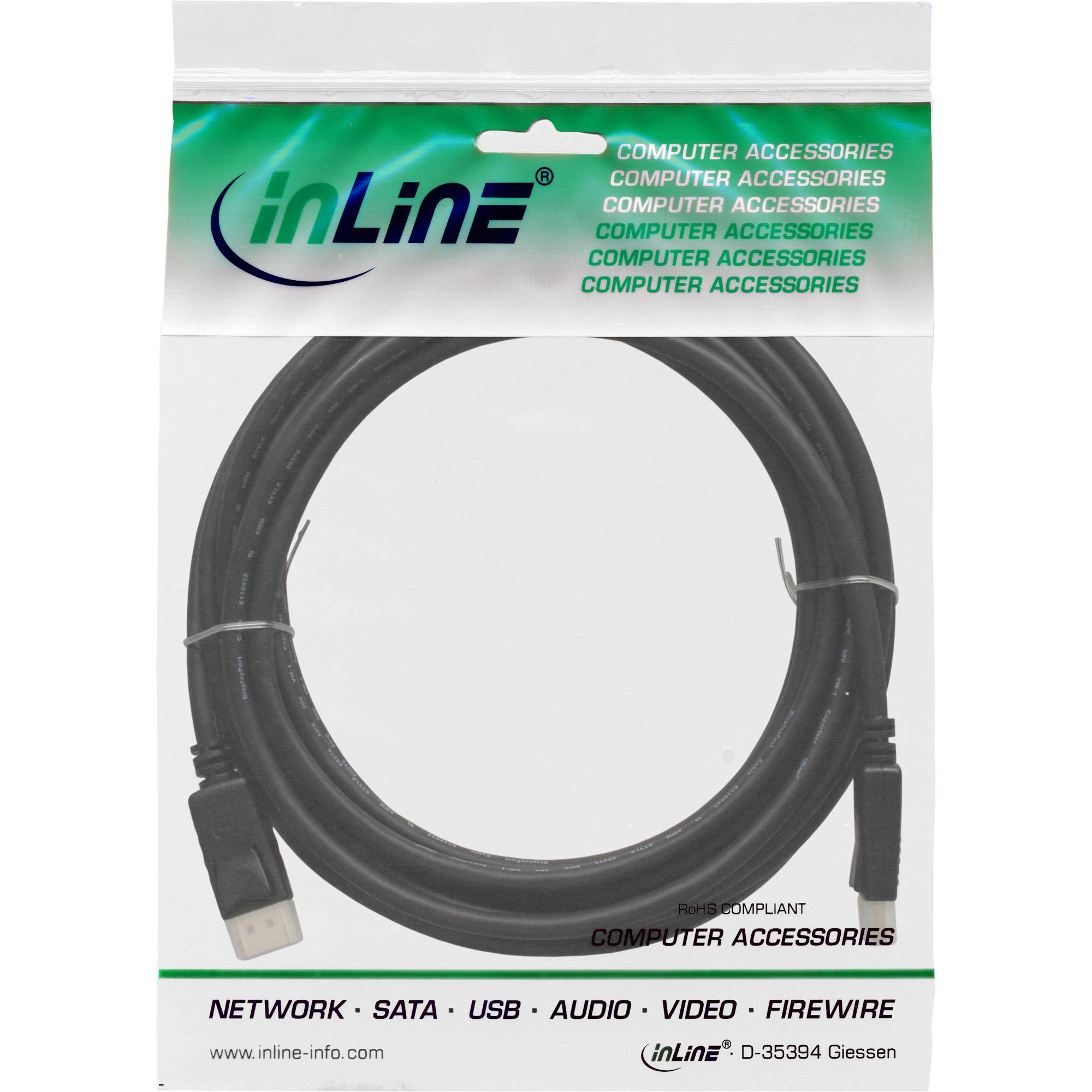 INLINE - DisplayPort Kabel - schwarz - vergoldete Kontakte - 7,5m