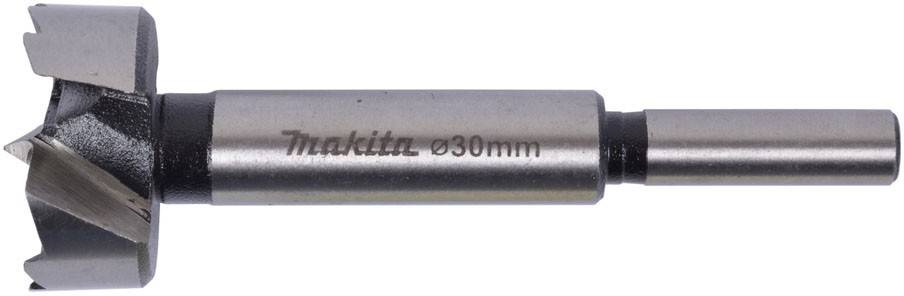 Eine Metallröhre mit der Gravur 'makita ø30mm' an ihrer Seite, die die Marke und den Durchmesser anzeigt, die typischerweise als Werkzeugkomponente verwendet wird.