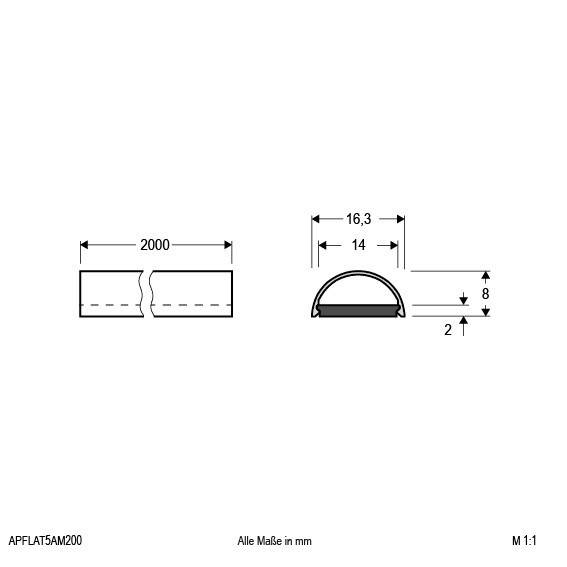 10 Stück EVN Lichttechnik Alu-Profil flach APFLAT5AM200