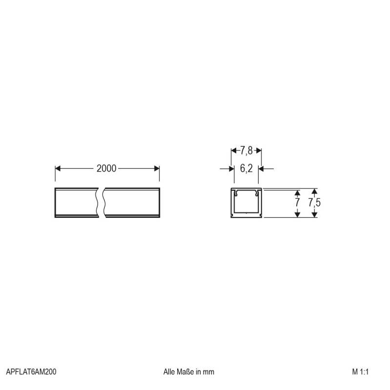 10 Stück EVN Lichttechnik Alu-Profil schmal APFLAT6AM200