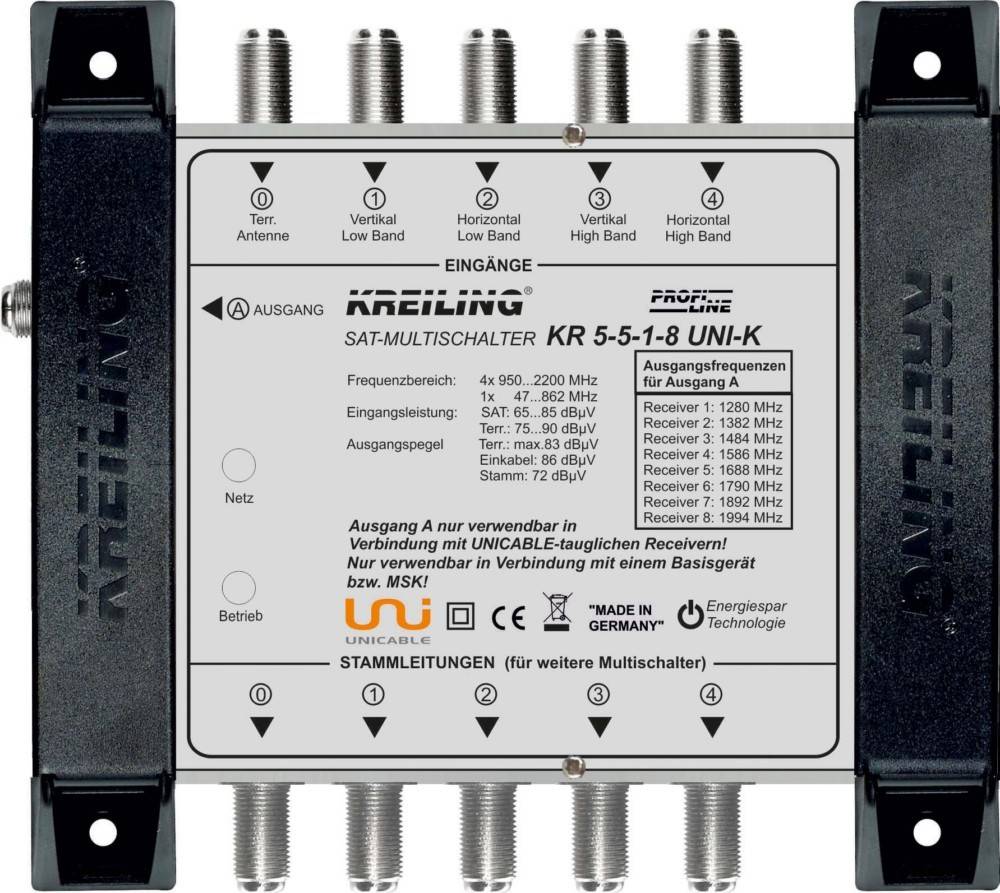 Kreiling Tech. Unicable Multischalter KR 5-5-1-8 UNI-K