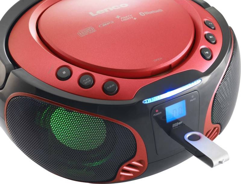 4 Stück LENCO UKW-Radio CD/MP3 tragbar SCD-550 red