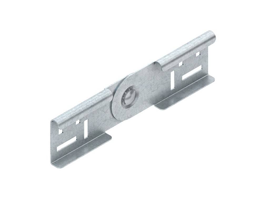 Metallverbindungswinkel mit einer kreisförmigen Mitteldurchbrechung und abgewinkelten Enden, verwendet für strukturelle Unterstützung oder zum Verbinden von Materialien.