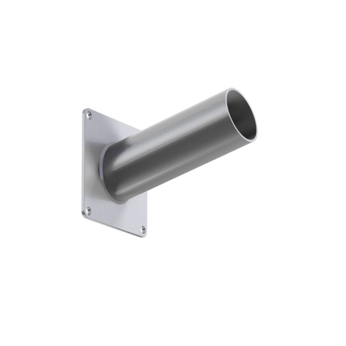 Wandmontierte zylindrische Metallhalterung, die in einem aufwärts gerichteten Winkel orientiert ist und typischerweise zur Unterstützung von Strukturen wie Stangen oder Rohren verwendet wird.