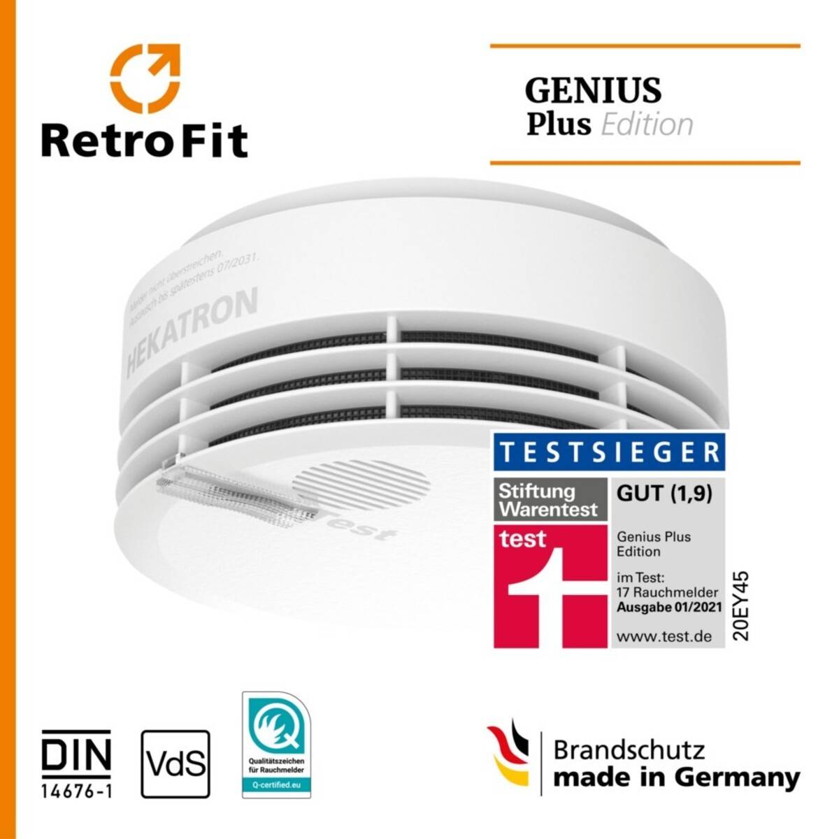 Hekatron Vertriebs Rauchwarnmelder o.Sockel Genius Plus-N-A