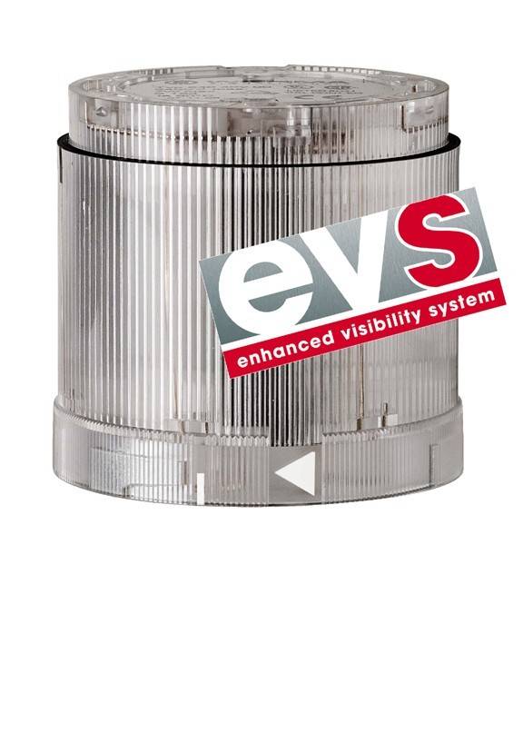 Klare zylindrische Leuchte mit der Aufschrift „EVS Enhanced Visibility System