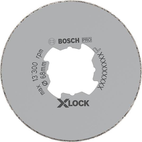 Bosch Pro X-Lock Scheibe, max. 13.300 U/min, Durchmesser 68 mm.