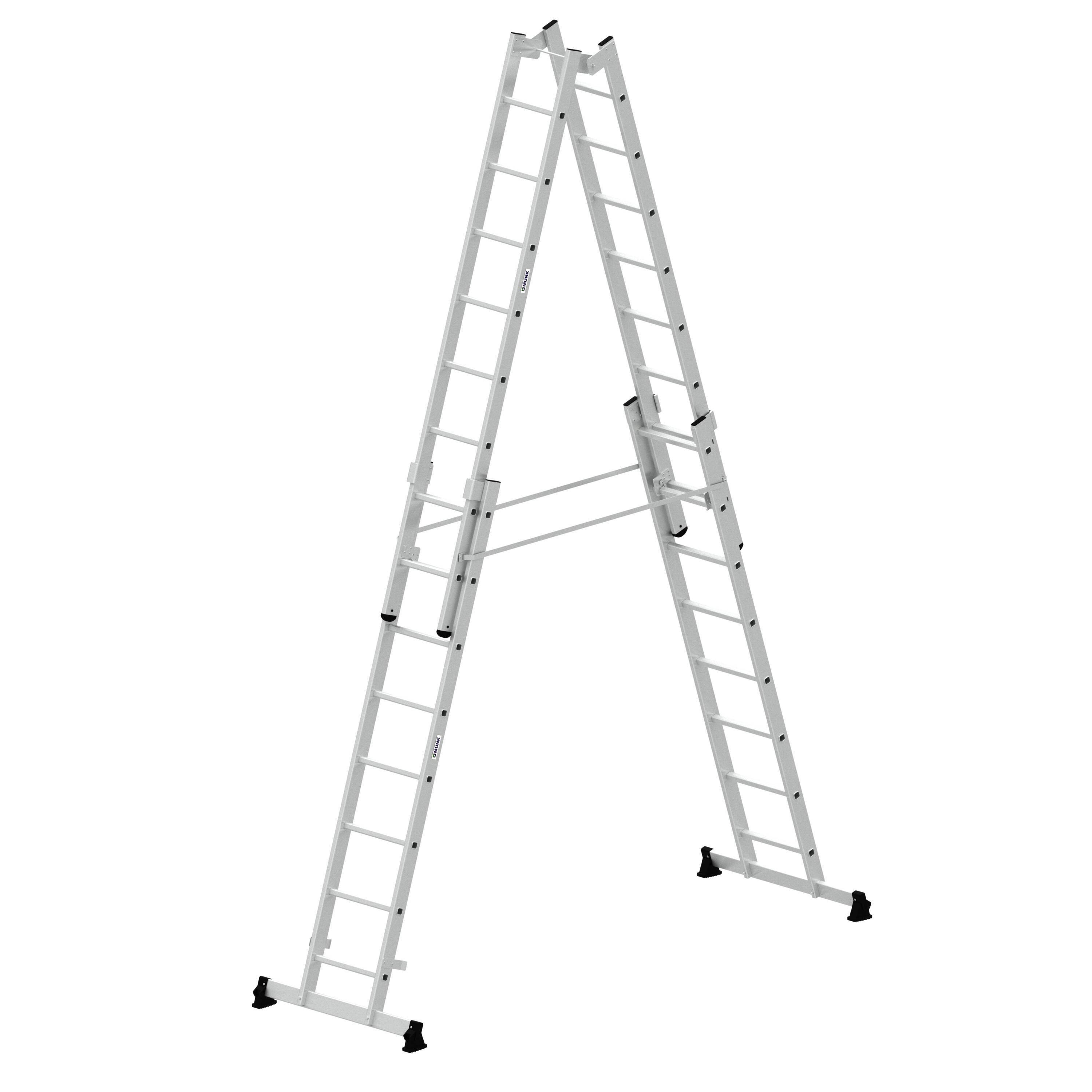 Munk Sprossen-Stehleiter 4-teilig mit nivello®-Traverse 4x8 Sprossen