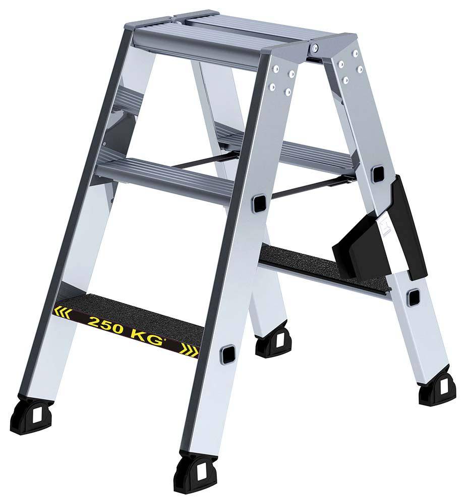Alu-Stehleiter 250 kg 2x3 Stufen clip-step R13 Gesamthöhe 0,67 m Arbeitshöhe bis 2,20 m