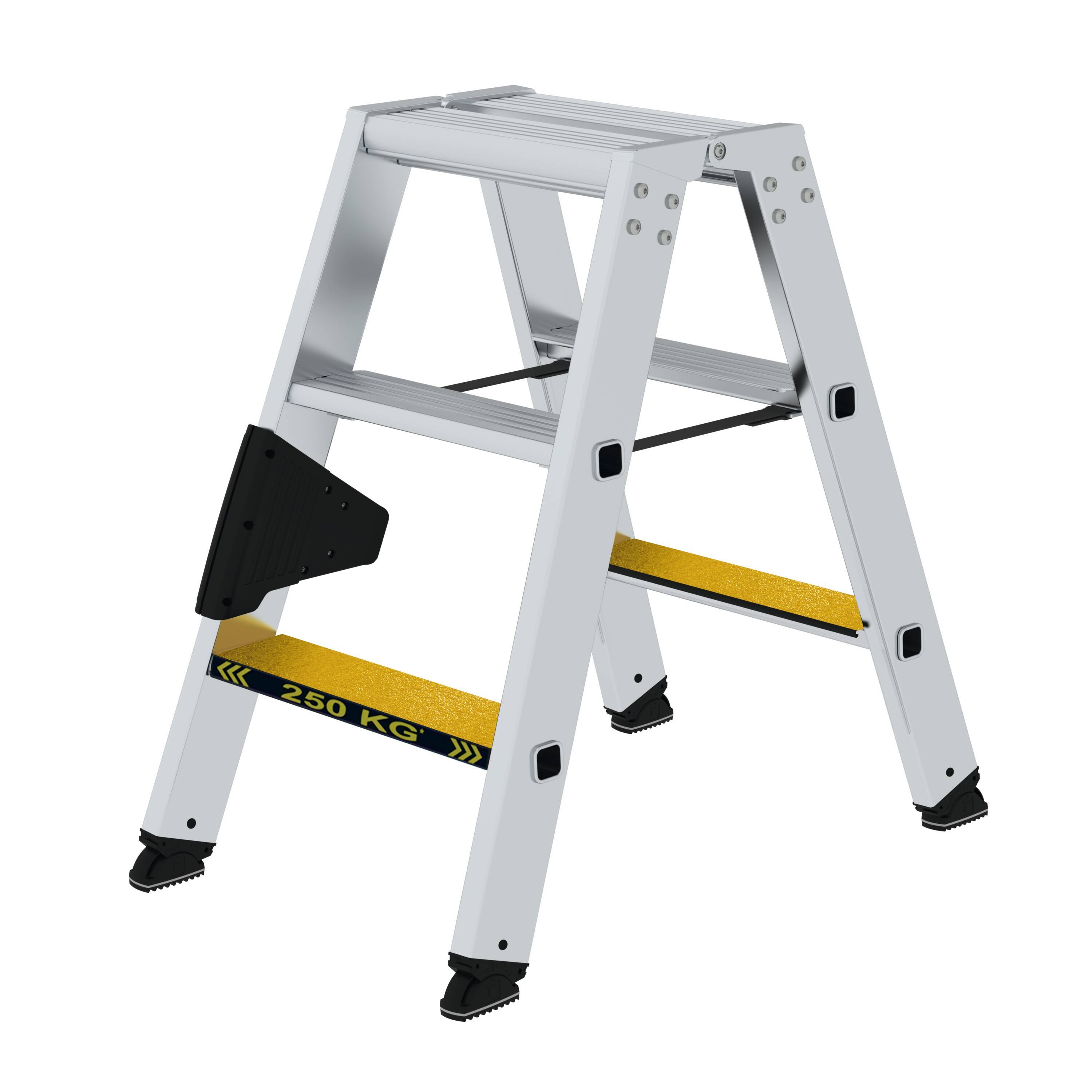 Munk Stufen-Stehleiter 250 kg beidseitig begehbar mit clip-step R13 2x3 Stufen