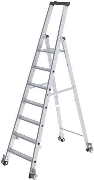 Alu-Stehleiter 7 Stufen Gesamthöhe 1,61 m Arbeitshöhe bis 3,65 m