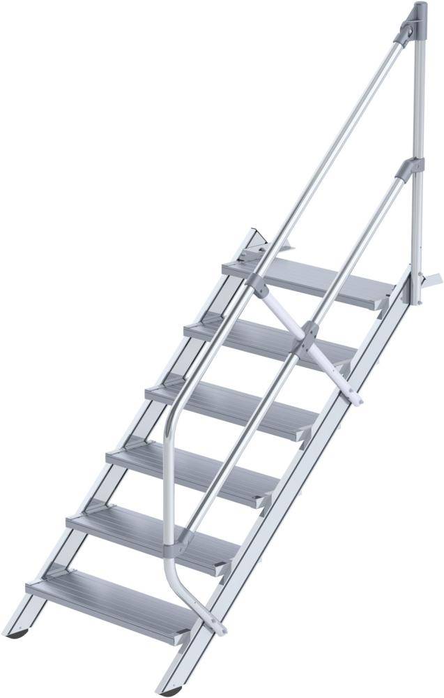 Alu-Treppe 45 Grad 6 Stufen B 800 mm lichte Höhe 1250 mm Ausladung 1499 mm - Artikel: 7830655431