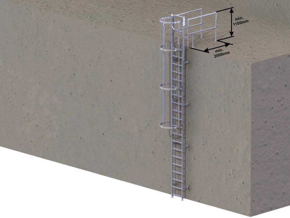 Steigleiter DIN18799-1 einzügig Stahl verzinkt Steighöhe bis 7,28 m Leiterlänge kpl. 8,48 m
