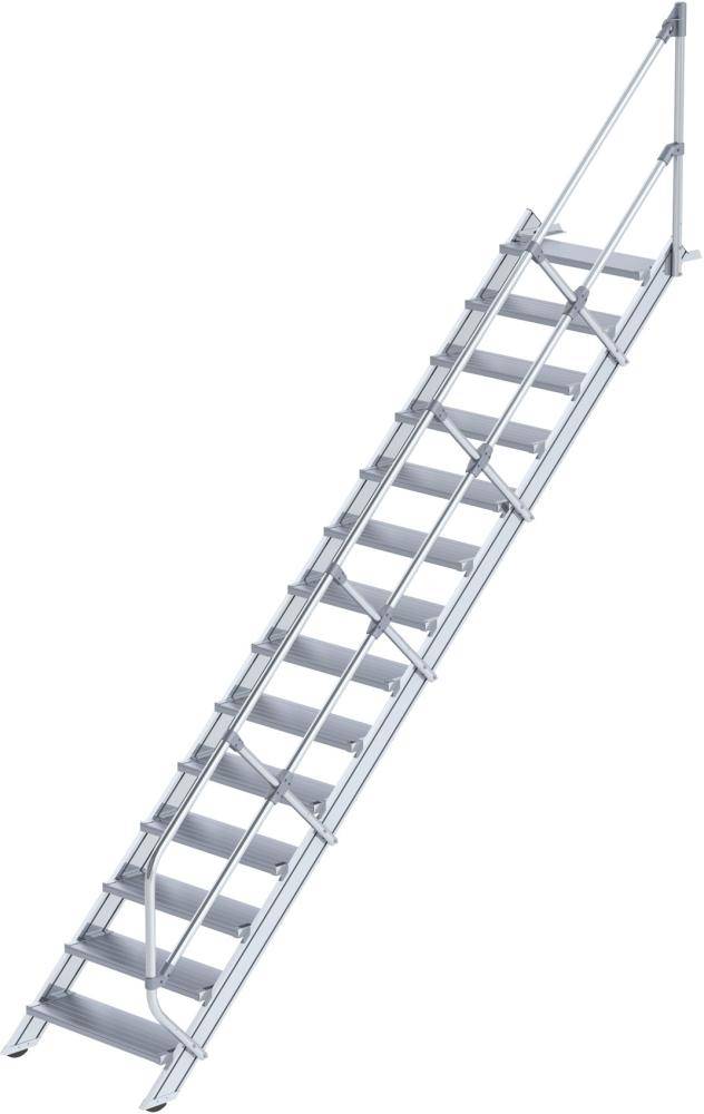 Alu-Treppe 45 Grad 14 Stufen B 800 mm lichte Höhe 2910 mm Ausladung 3179 mm - Artikel: 7830655439