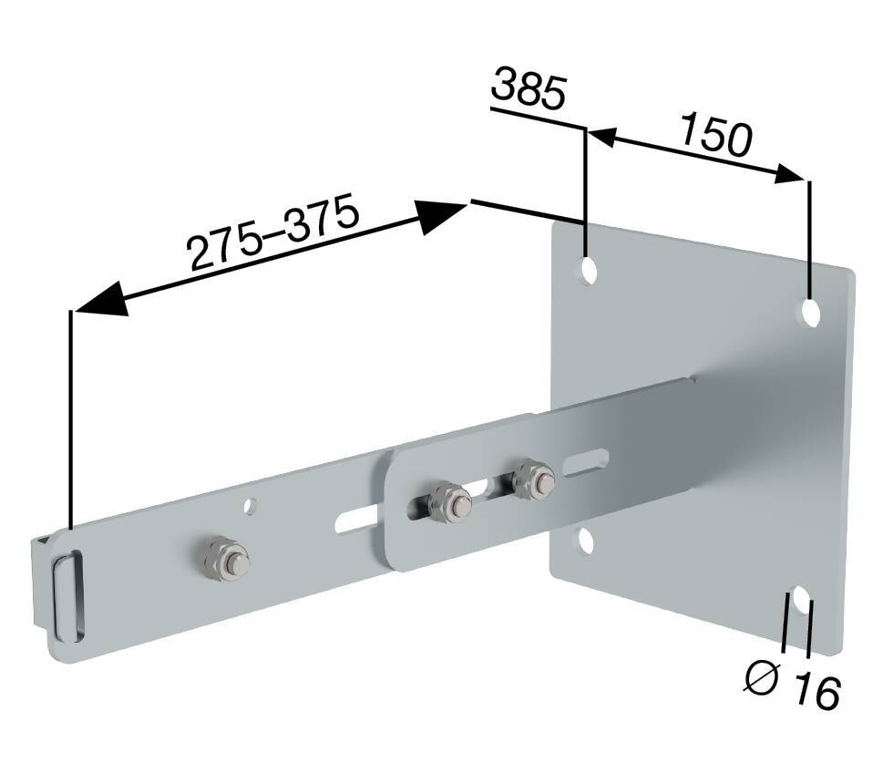 Munk Wandhalter m. Klemmbügel, verstellbar 275-375mm, Stahl verzinkt
