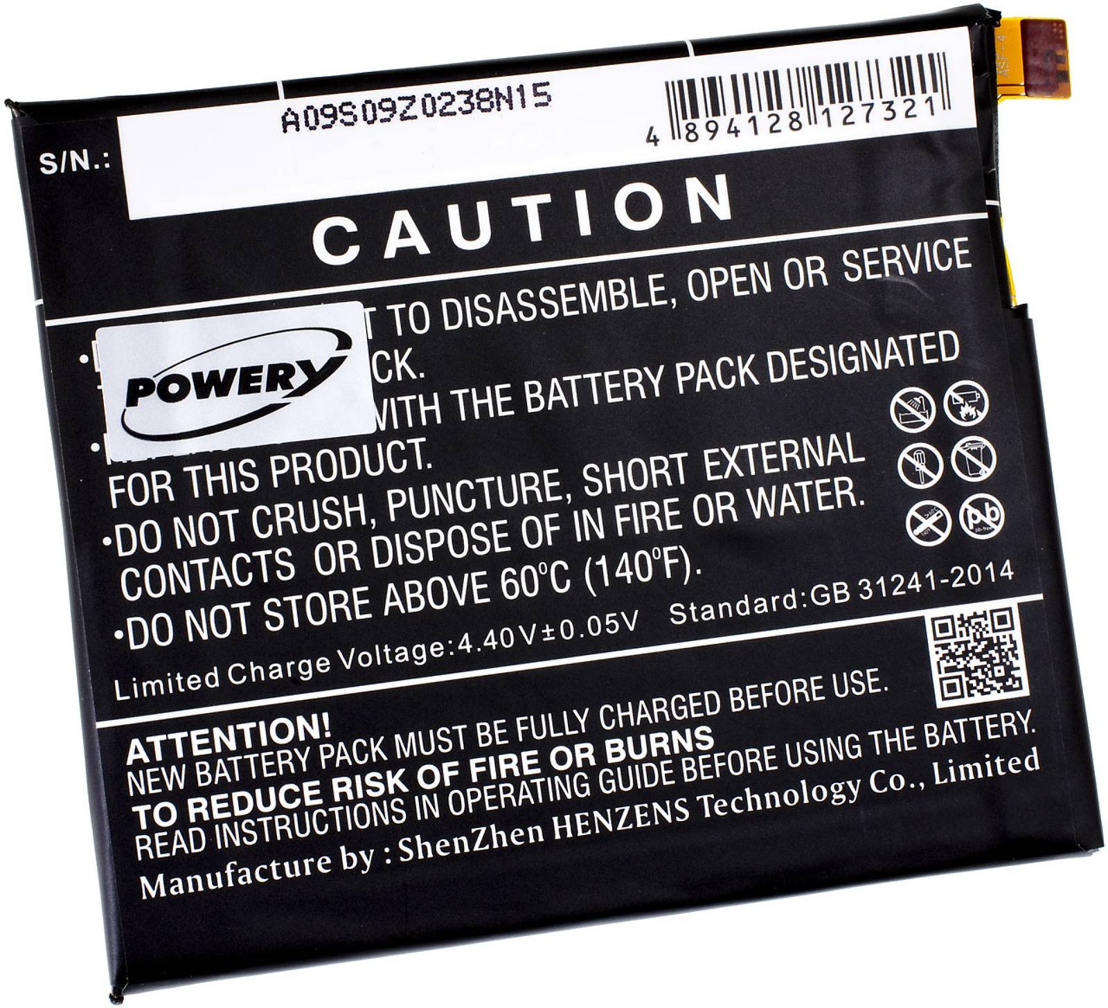 Powery Akku für Smartphone Alcatel OT-6070, 3,84V, Li-Polymer