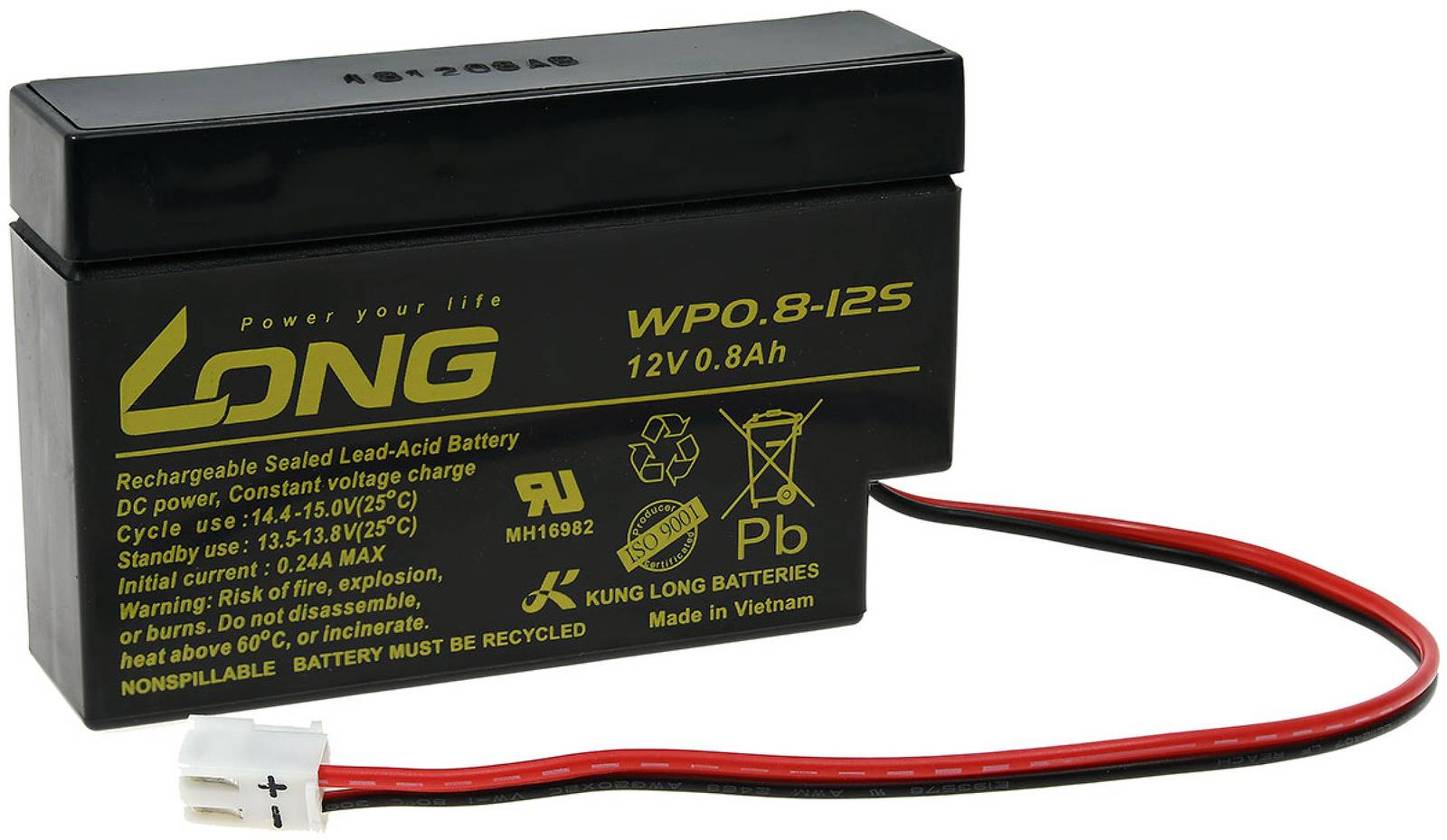 Powery KungLong Bleiakku WP0.8-12S, 12V, Lead-Acid