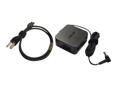 ASUS-Laptop-Stromadapter mit Netzteil und zwei schwarzen Kabeln, einschließlich Stromstecker und DC-Anschluss auf weißem Hintergrund