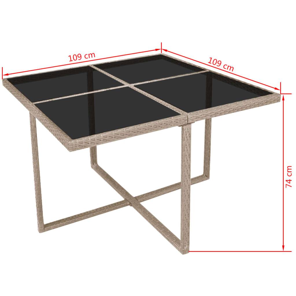 vidaXL 9-tlg. Garten-Essgruppe mit Auflagen Poly Rattan Beige