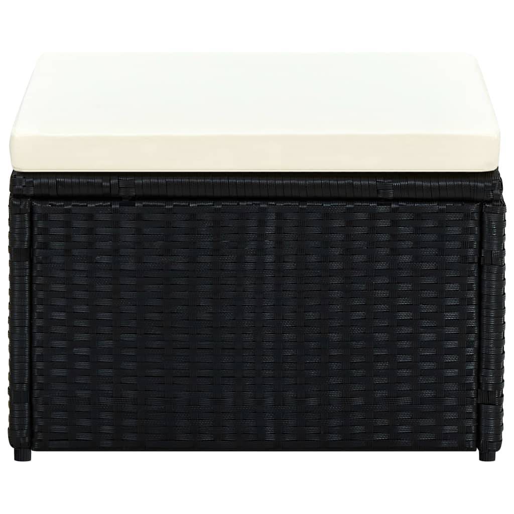 vidaXL Hocker mit Kissen Poly Rattan 53×53×30 cm Schwarz