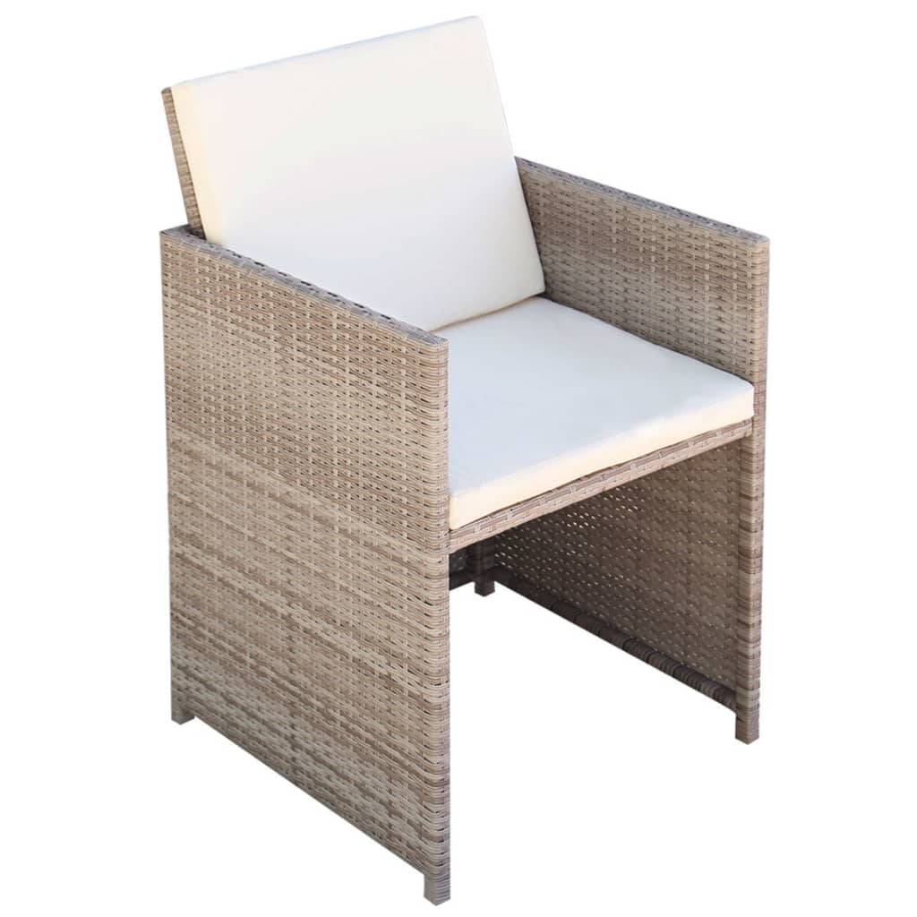 vidaXL 11-tlg. Garten-Essgruppe mit Auflagen Poly Rattan Beige