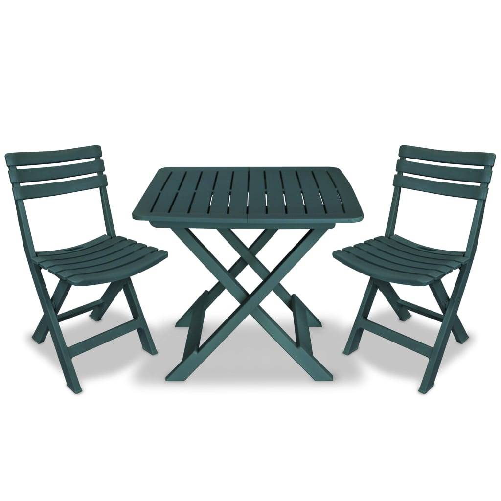 vidaXL 3-tlg. Bistro-Set Klappbar Kunststoff Grün