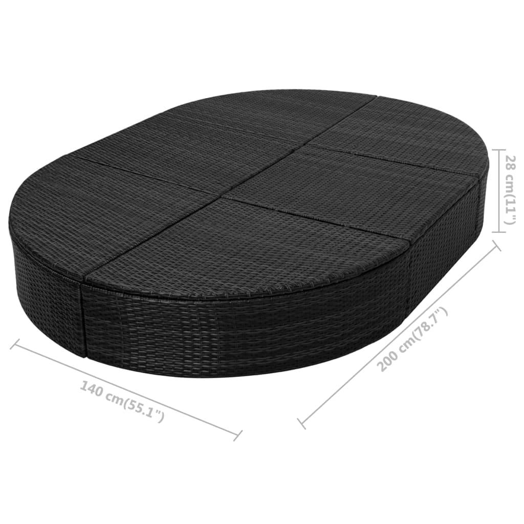 vidaXL Outdoor-Loungebett mit Kissen Poly Rattan Schwarz