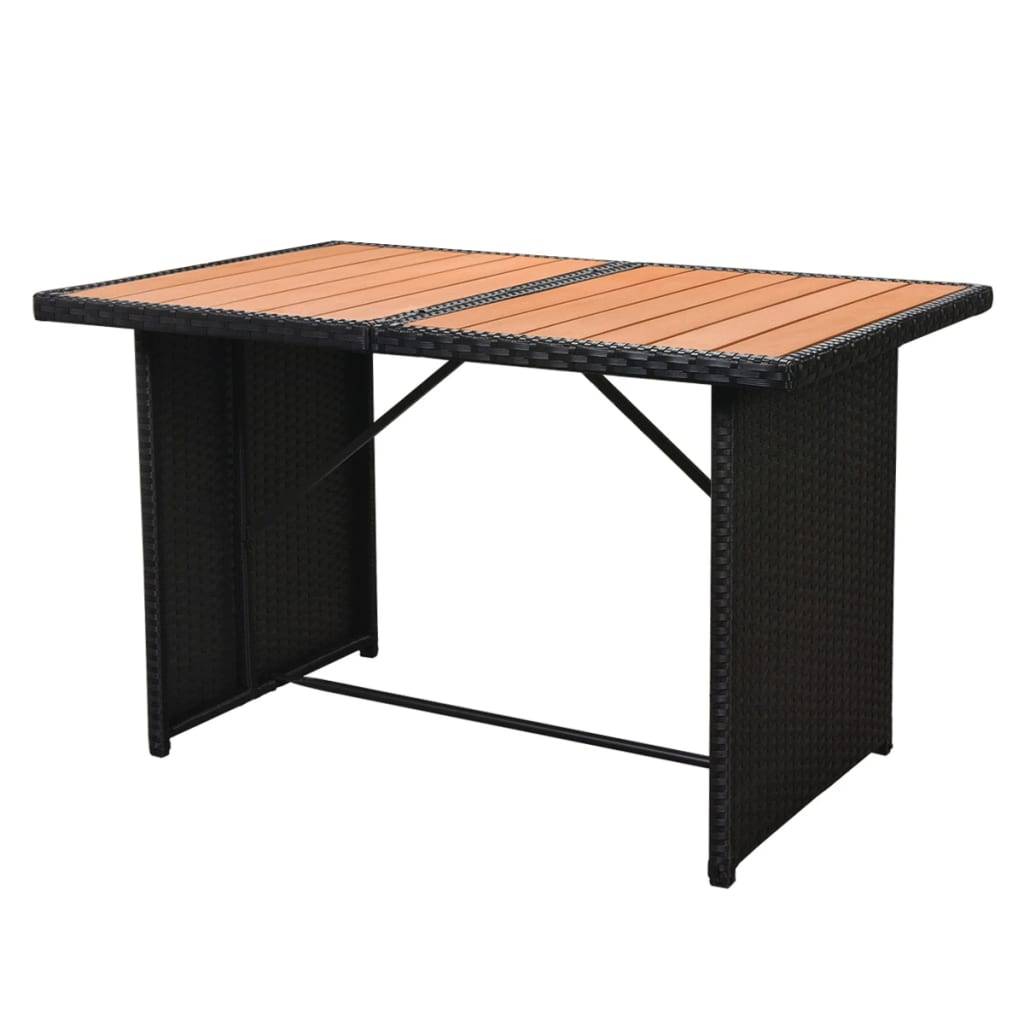 vidaXL 5-tlg. Garten-Lounge-Set mit Auflagen Poly Rattan Schwarz