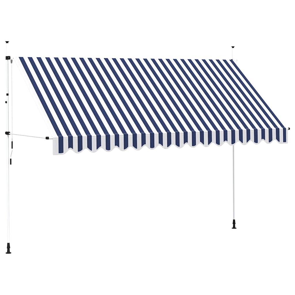 vidaXL Einziehbare Markise Handbetrieben 400 cm Blau/Weiß Gestreift
