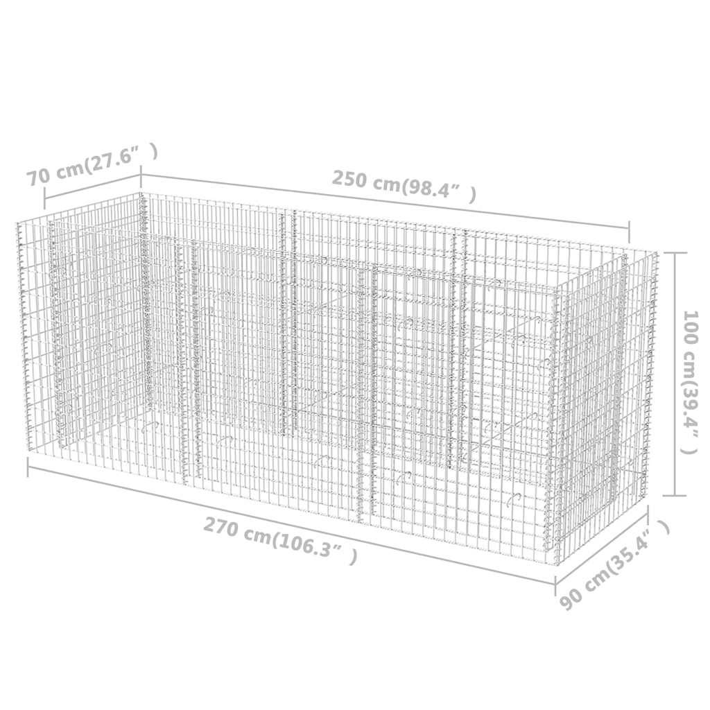 vidaXL Gabionen-Hochbeet Stahl 270×90×100 cm