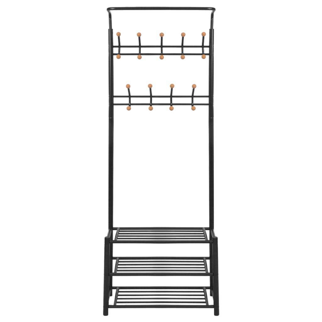 vidaXL Garderobe mit Schuhablage 68×32×182,5 cm Schwarz