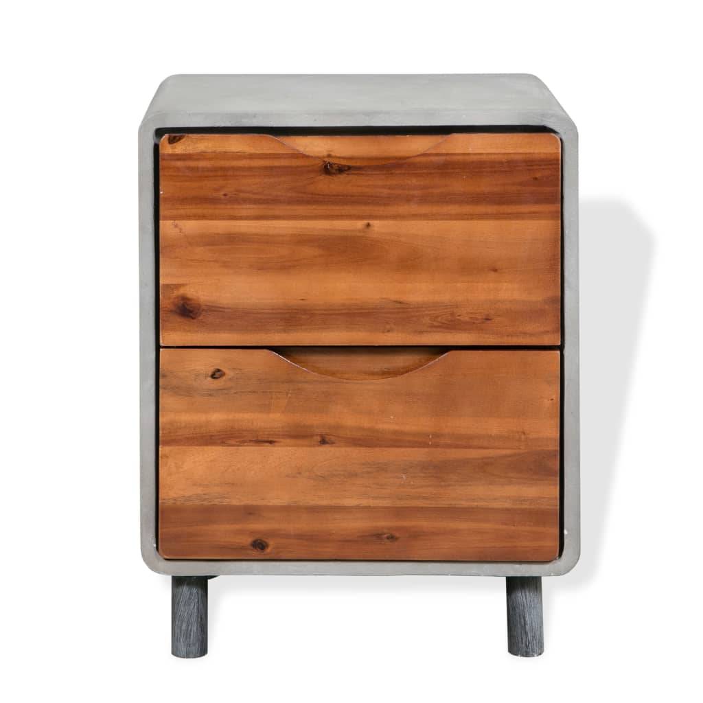 vidaXL Nachttisch Beton Akazienholz Massiv 40 x 30 x 50 cm