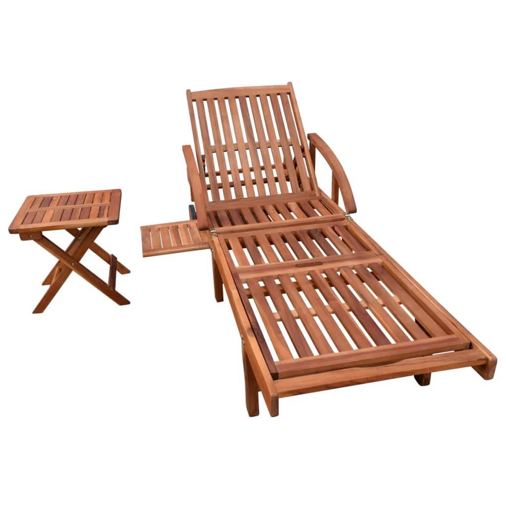 vidaXL Sonnenliege mit Tisch Massivholz Akazie