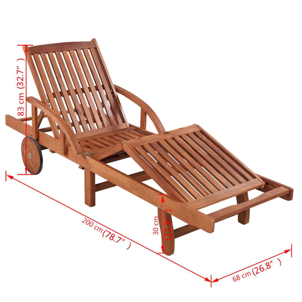 vidaXL Sonnenliege mit Tisch Massivholz Akazie