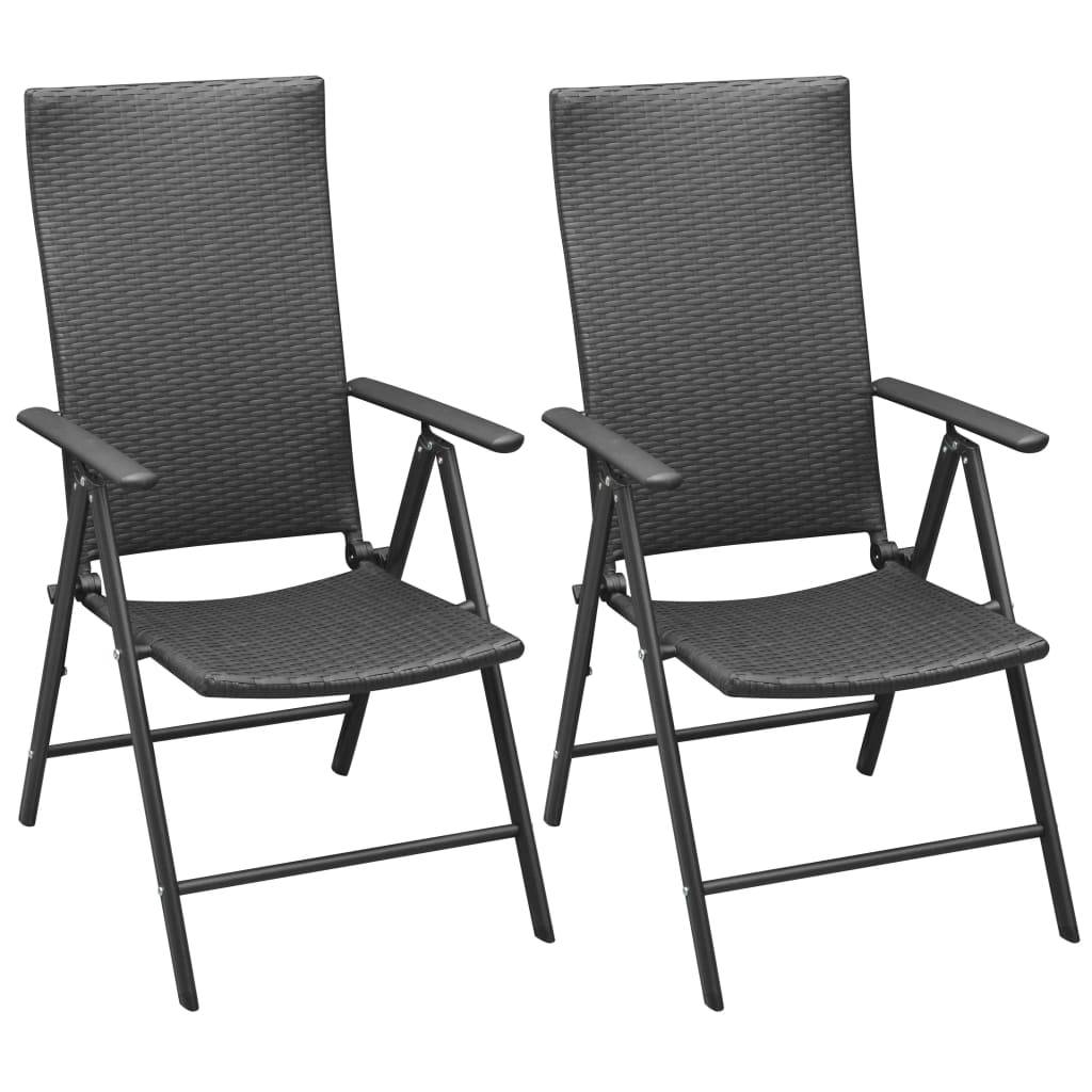 vidaXL Stapelbare Gartenstühle 2 Stk. Poly Rattan Schwarz